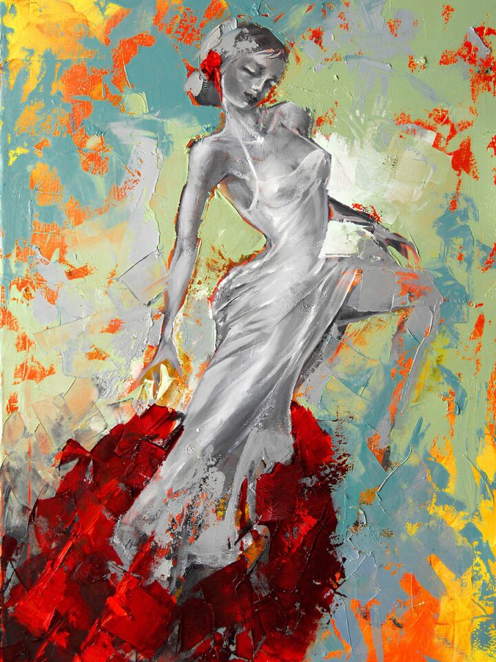 Soyut Kadın Yağlı Boya Tablo Modern Figüratif Dokulu Sanat Eseri