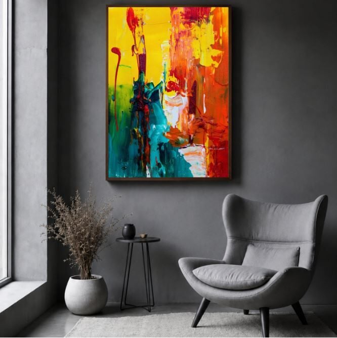 Renkli Soyut Yağlı Boya Tablo Modern Dekoratif Duvar Tablosu