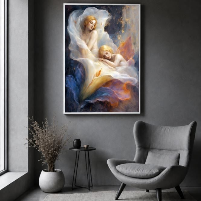 Figüratif Yağlı Boya Tablo Zarafet ve Huzur Temalı El Yapımı Sanat Eseri