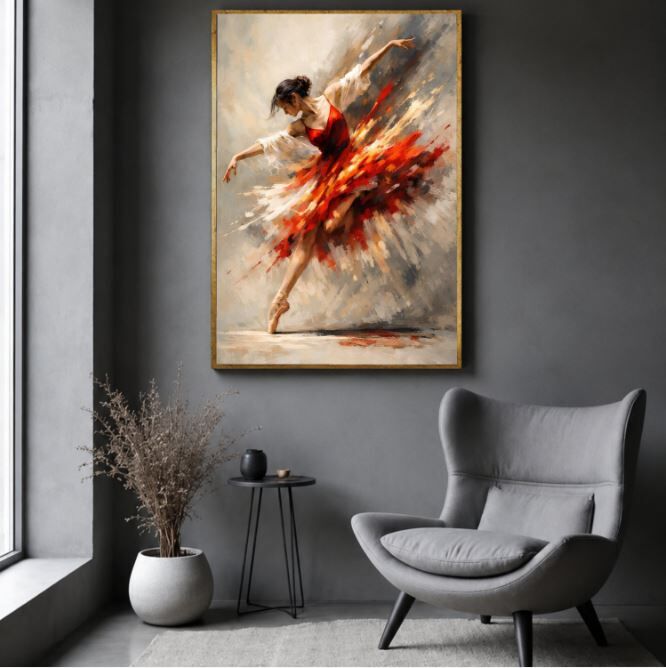 Balerin Yağlı Boya Tablo Modern Dans Temalı El Yapımı Sanat Eseri