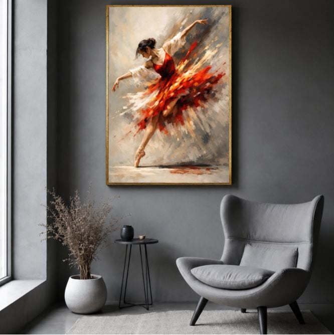 Balerin Yağlı Boya Tablo Modern Dans Temalı El Yapımı Sanat Eseri
