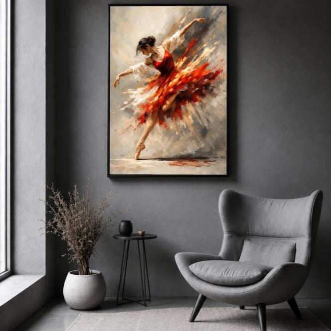 Balerin Yağlı Boya Tablo Modern Dans Temalı El Yapımı Sanat Eseri