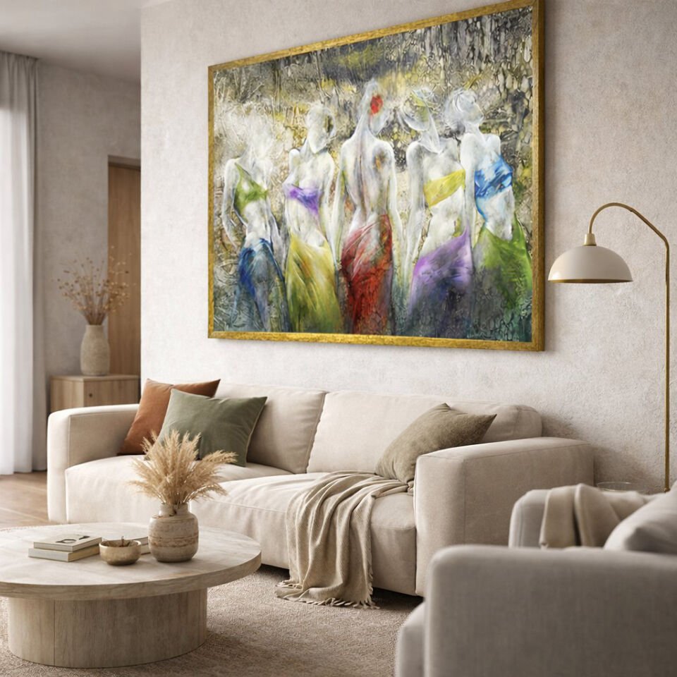 Beşli Denge Dokulu Yağlıboya Tablo