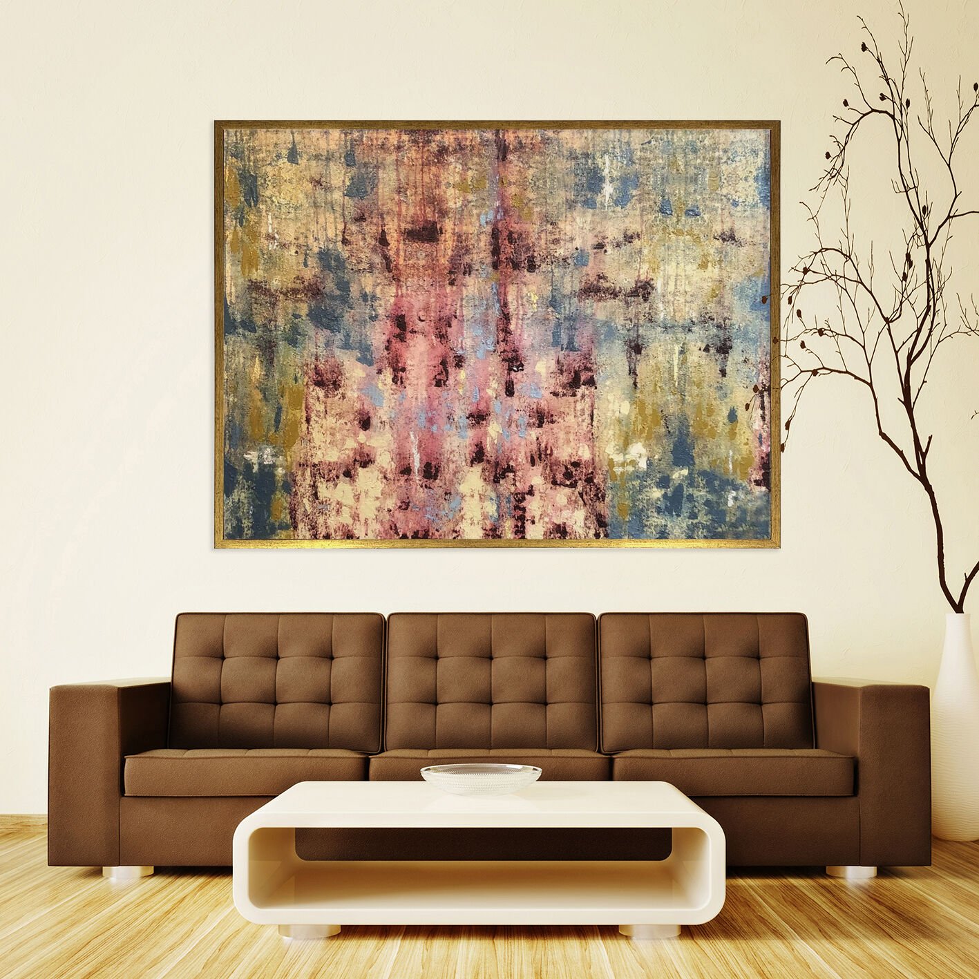 Zamansız Katmanlar Soyut Dokulu Yağlıboya Tablo