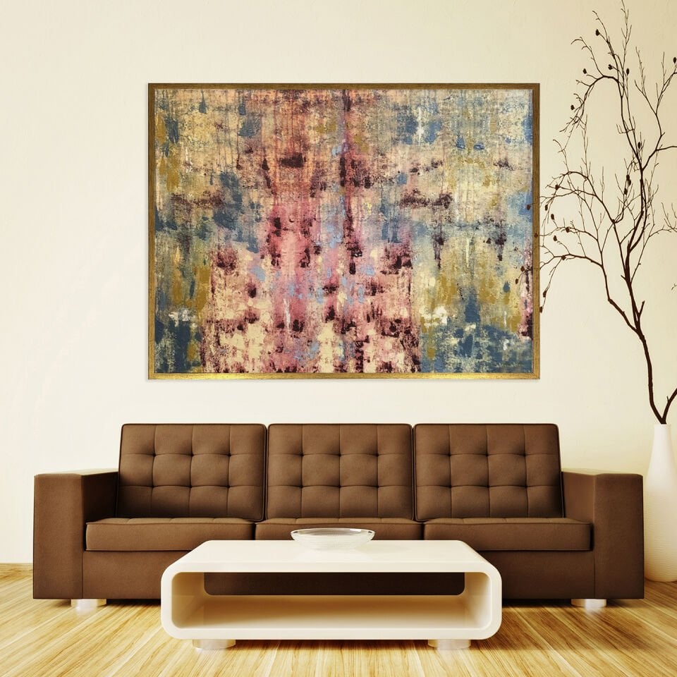 Zamansız Katmanlar Soyut Dokulu Yağlıboya Tablo
