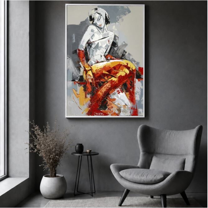 Modern Kadın Yağlı Boya Tablo Soyut Figür El Yapımı Dokulu Sanat Eseri