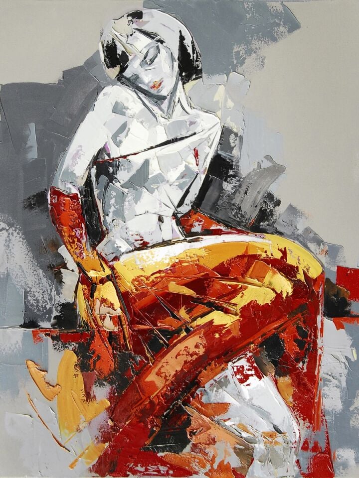Modern Kadın Yağlı Boya Tablo Soyut Figür El Yapımı Dokulu Sanat Eseri