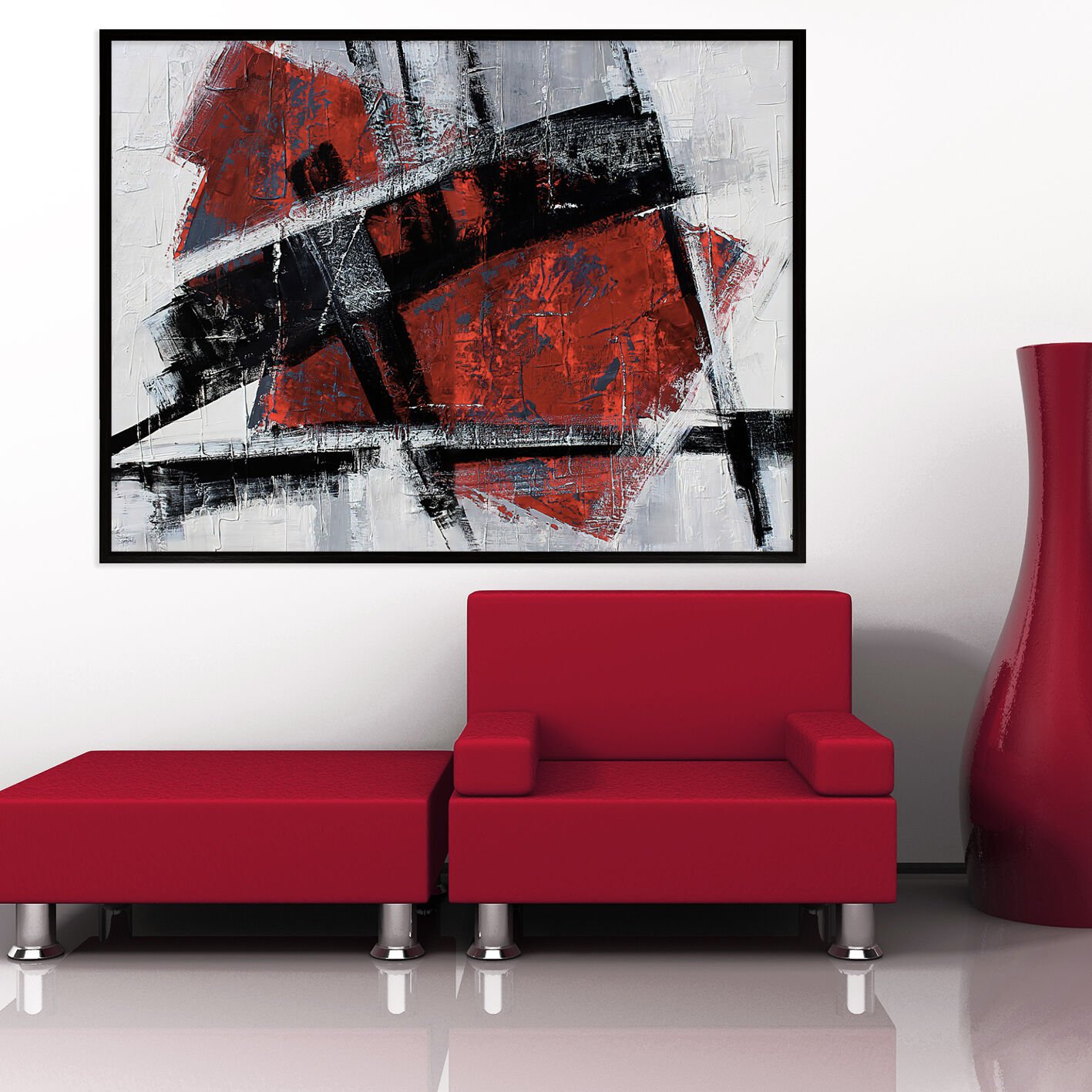 Çarpışan Formlar Soyut Dokulu Yağlıboya Tablo