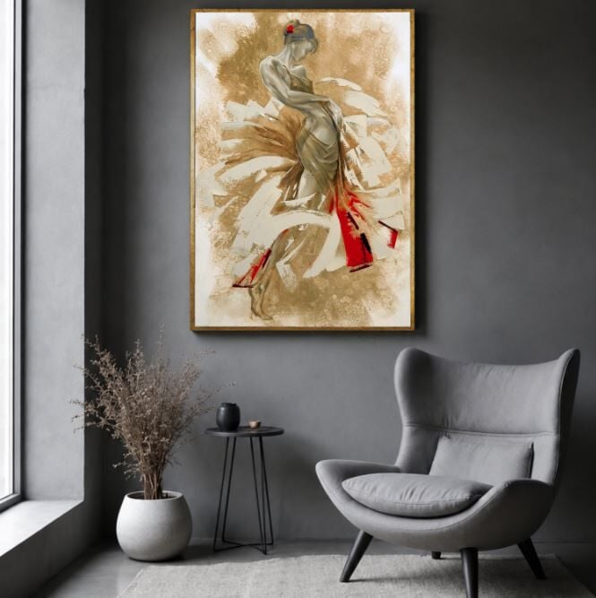 Modern Kadın Yağlı Boya Tablo Soyut Figür El Yapımı Dokulu Sanat Eseri