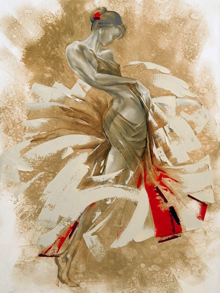 Modern Kadın Yağlı Boya Tablo Soyut Figür El Yapımı Dokulu Sanat Eseri