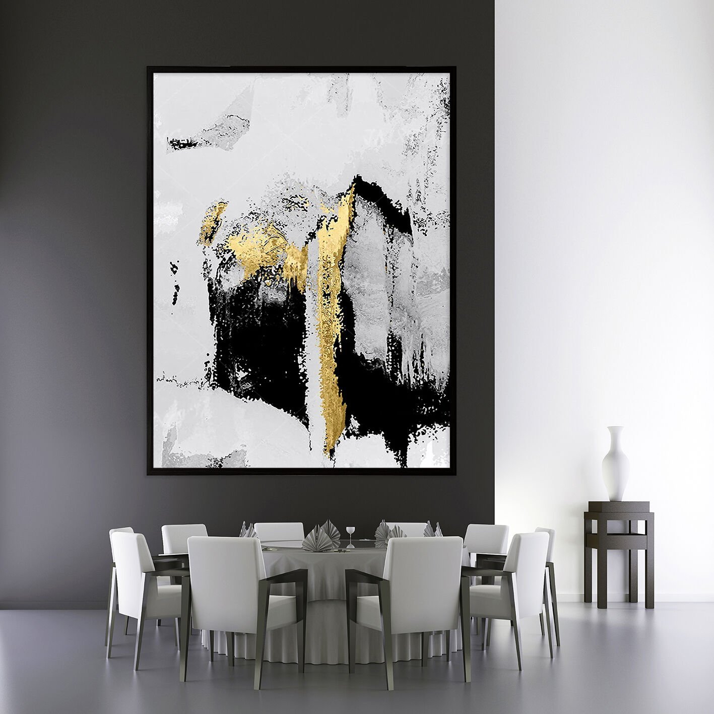 İki Alan Arasında / Soyut Dokulu Yağlıboya Tablo