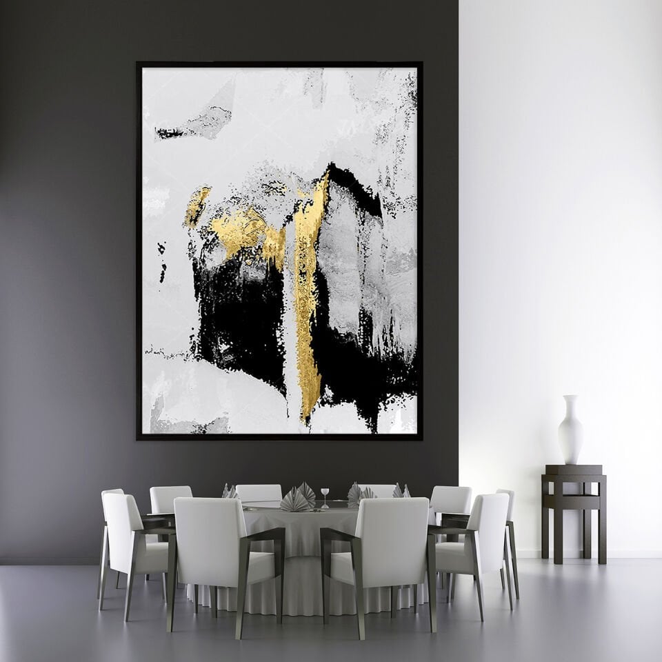 İki Alan Arasında Soyut Dokulu Yağlıboya Tablo