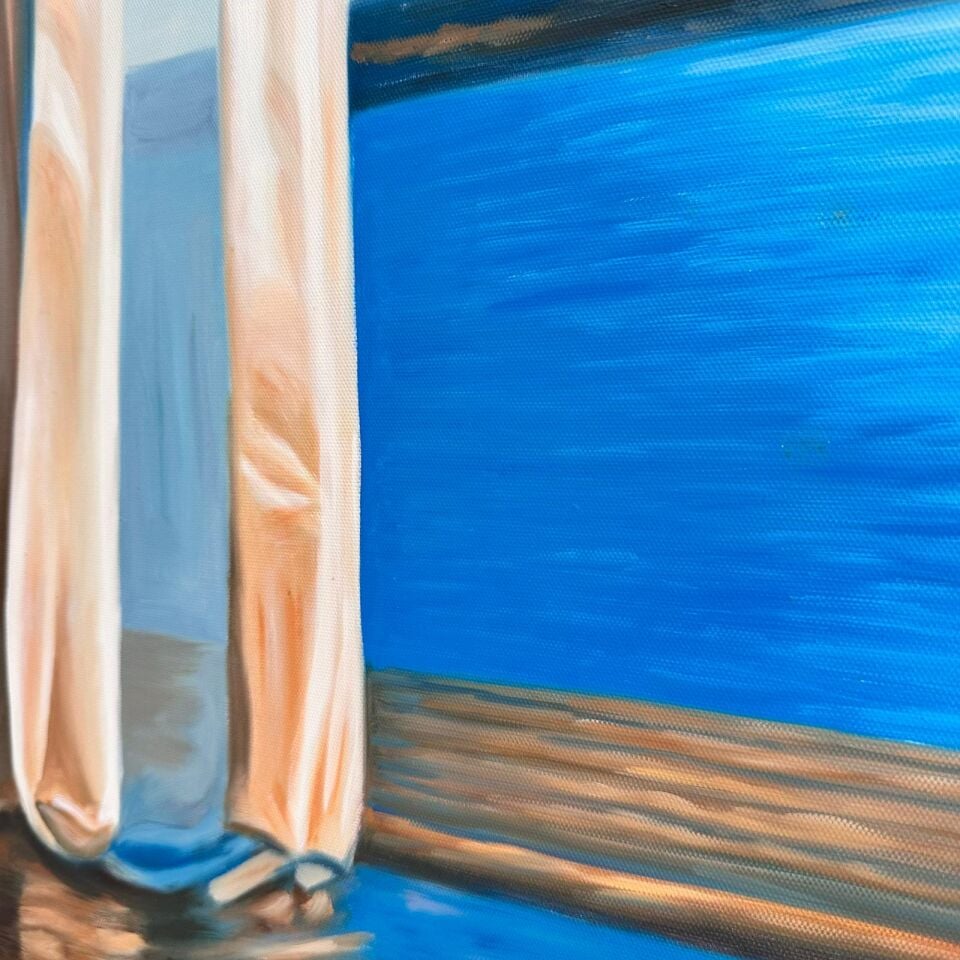 Pencere Önünden Deniz Manzarası Yağlı Boya Tablo