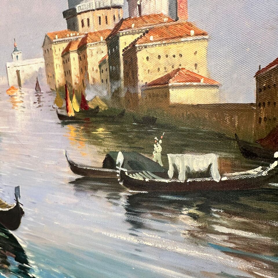Venedik Kanalı Gondol Manzaralı Yağlı Boya Tablo