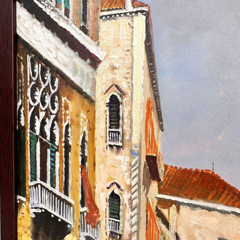 Venedik Kanalı Gondol Manzaralı Yağlı Boya Tablo