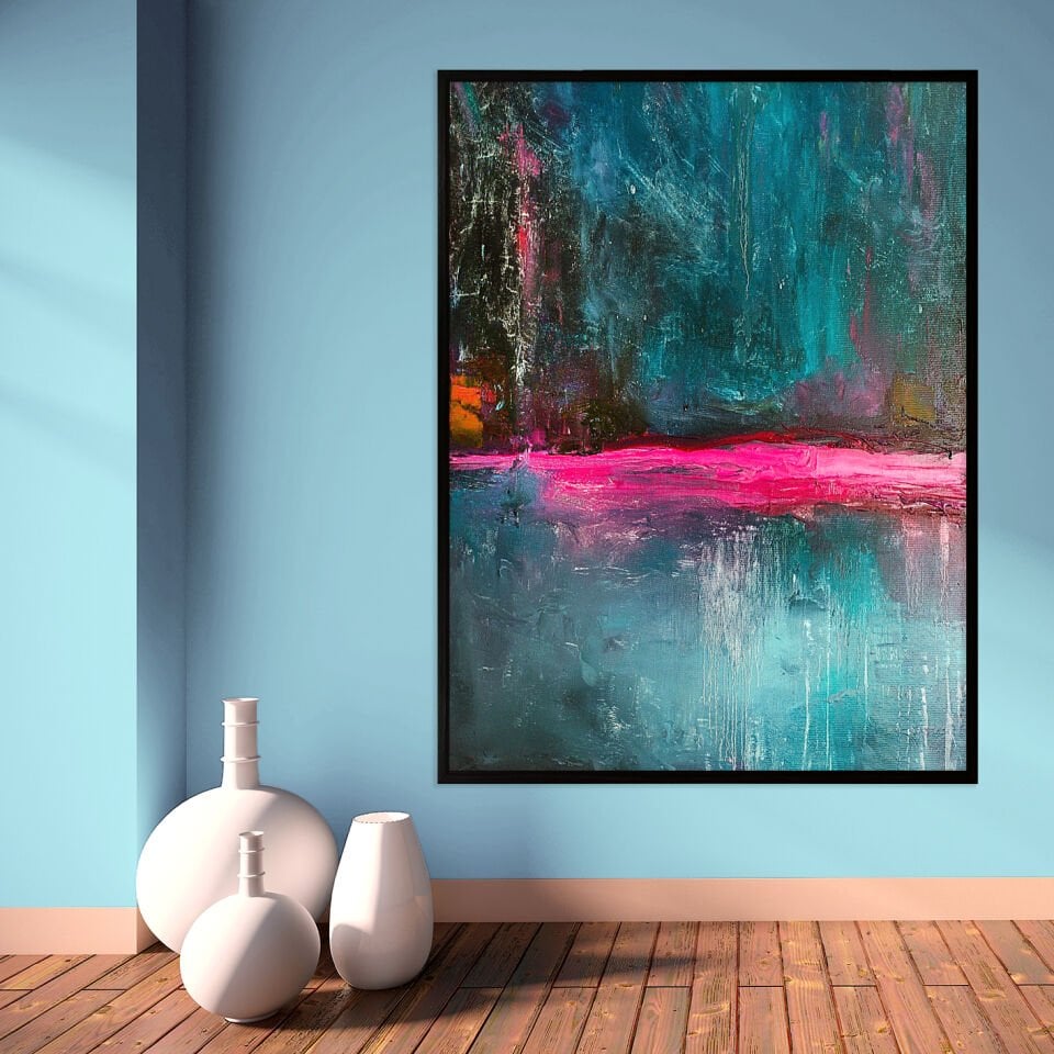 Kesişen Enerji Soyut Dokulu Yağlıboya Tablo