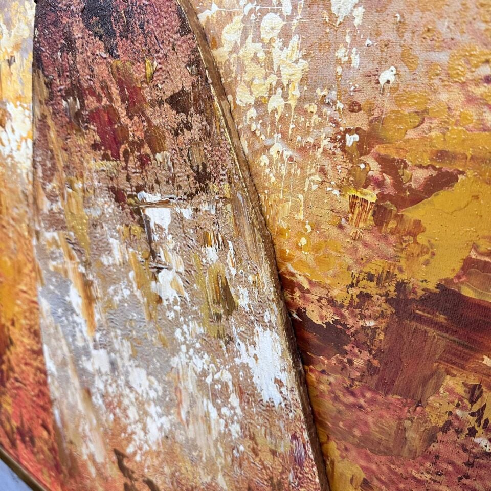 Altın Denge – Soyut 3D Dokulu Yağlı Boya Tablo