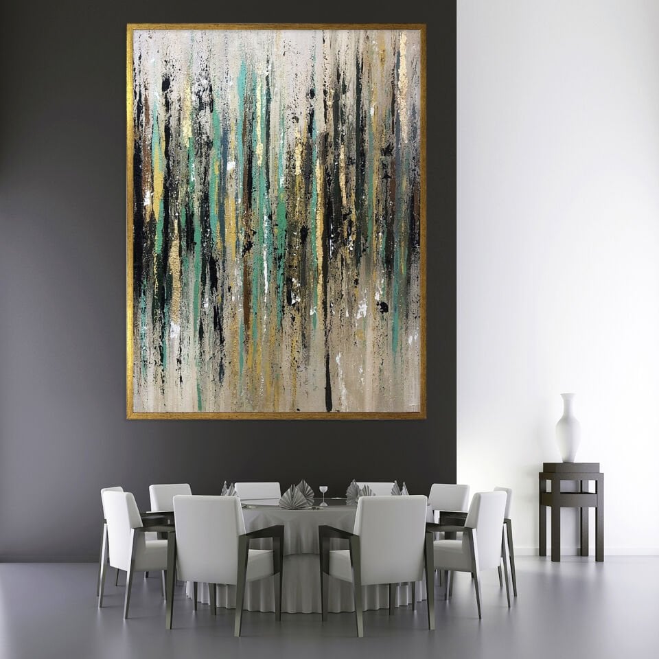 Dikey Harmoni Soyut Dokulu Yağlıboya Tablo