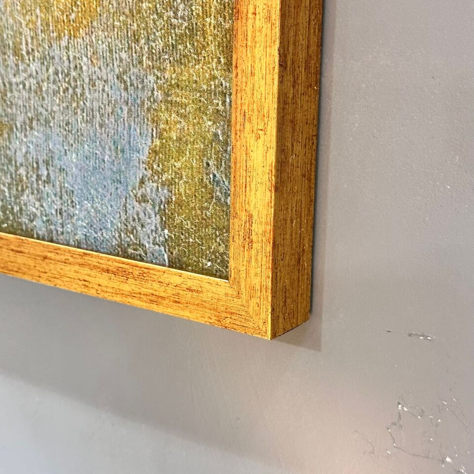 Çiçekteki Kelebek Soyut Dokulu Yağlıboya Tablo