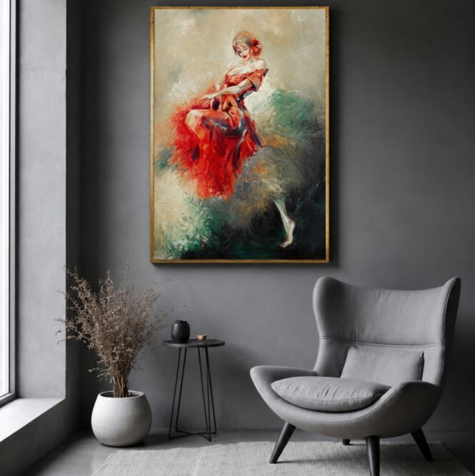 Modern Kadın Yağlı Boya Tablo Zarif Figür El Yapımı Dokulu Sanat Eseri