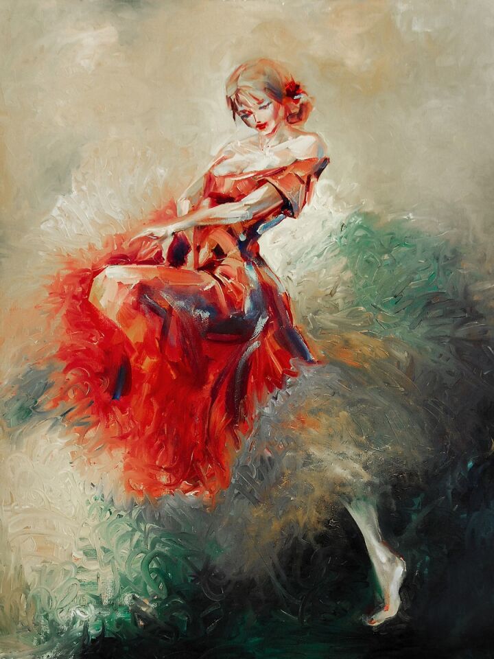 Modern Kadın Yağlı Boya Tablo Zarif Figür El Yapımı Dokulu Sanat Eseri