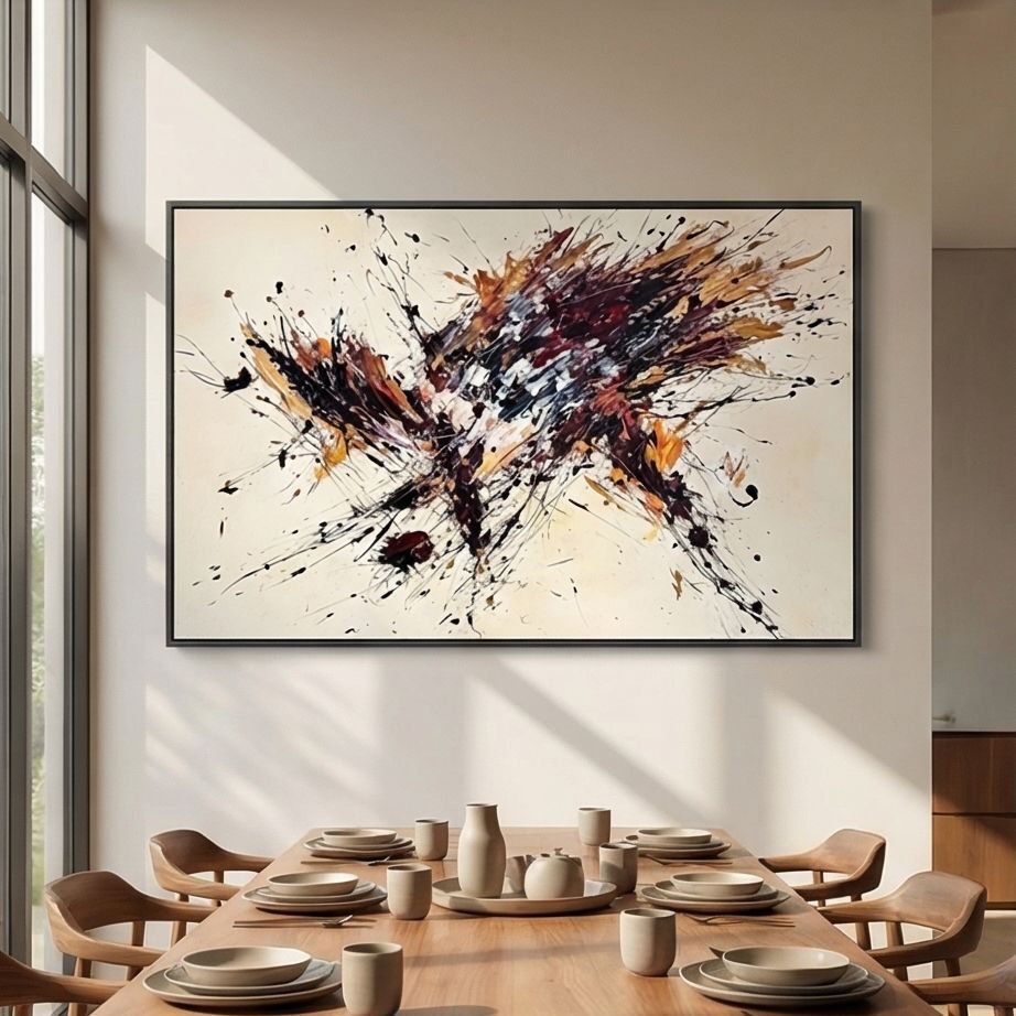 Enerjik Soyut Hareket Dokulu Yağlıboya Tablo