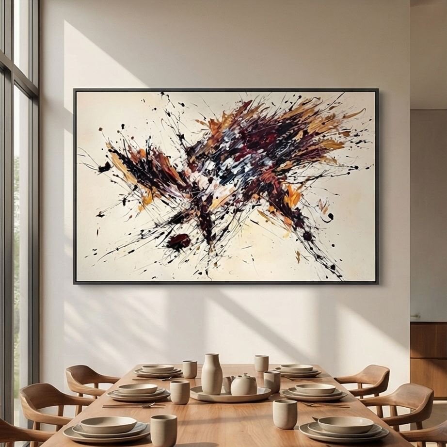Enerjik Soyut Hareket Dokulu Yağlıboya Tablo