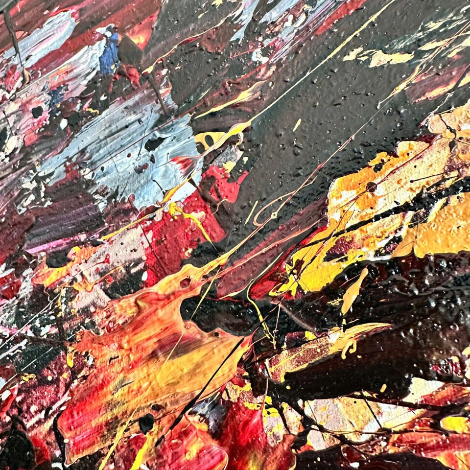 Enerjik Soyut Hareket Dokulu Yağlıboya Tablo