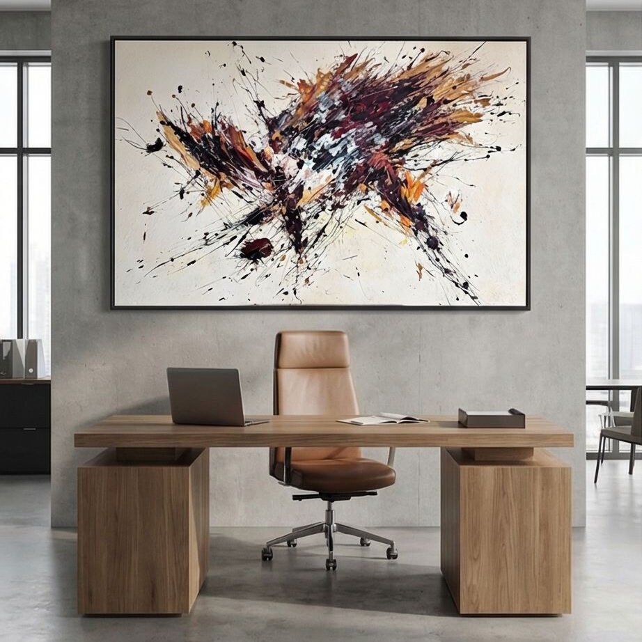 Enerjik Soyut Hareket Dokulu Yağlıboya Tablo