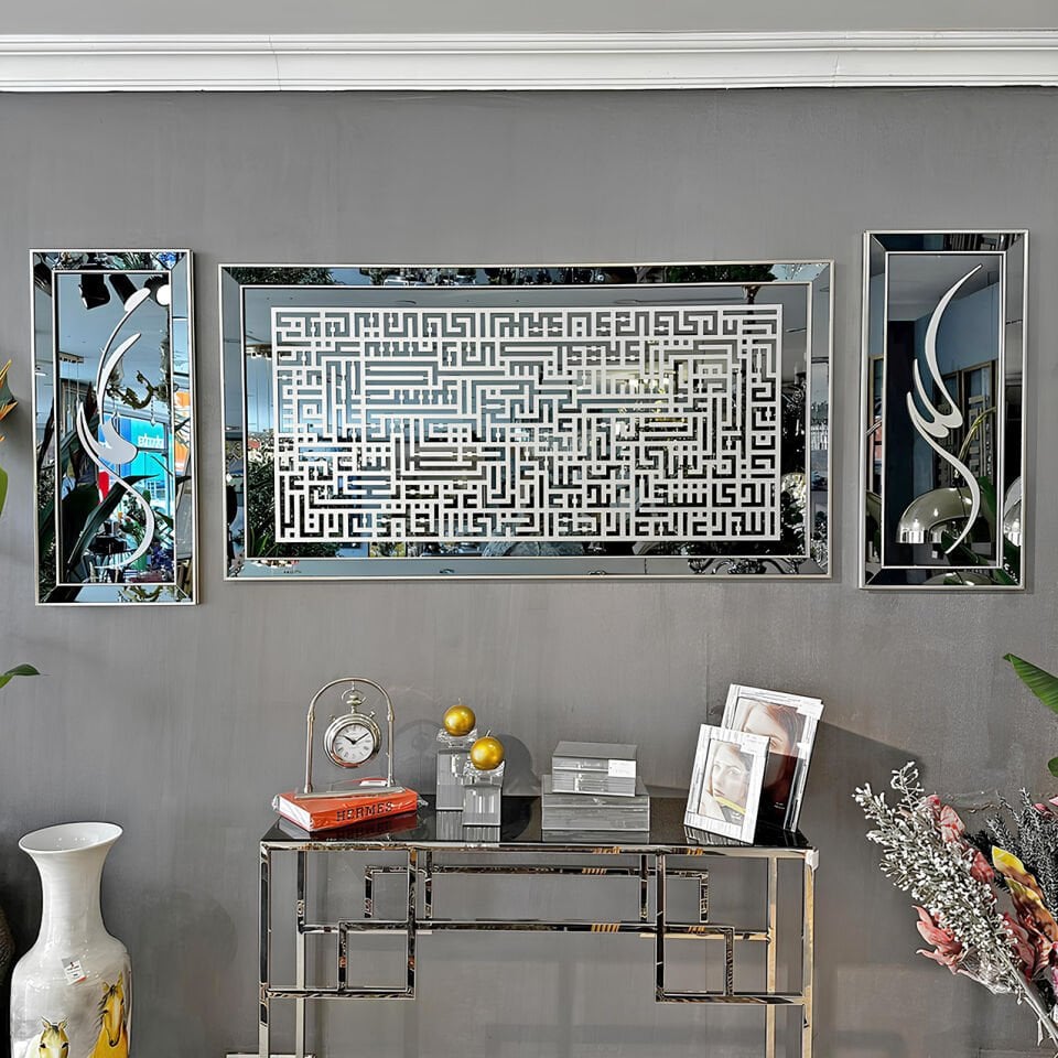 Kufi Ayetel Kursi Takım 40x90-80x155-40x90 - Gümüş