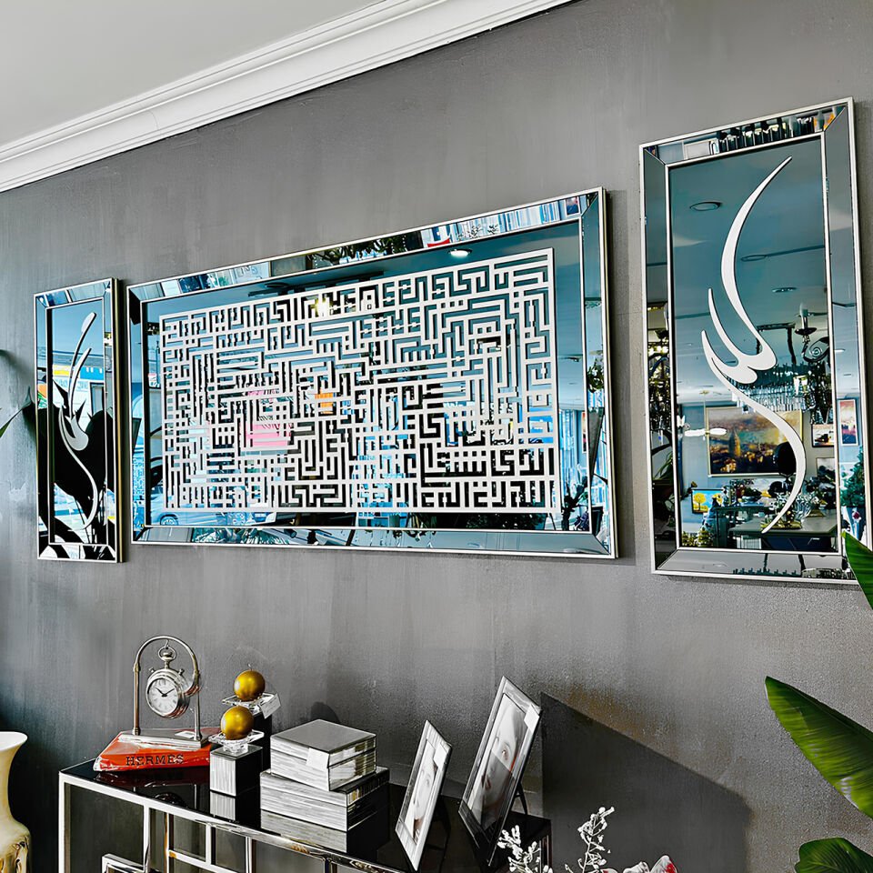 Kufi Ayetel Kursi Takım 40x90-80x155-40x90 - Gümüş
