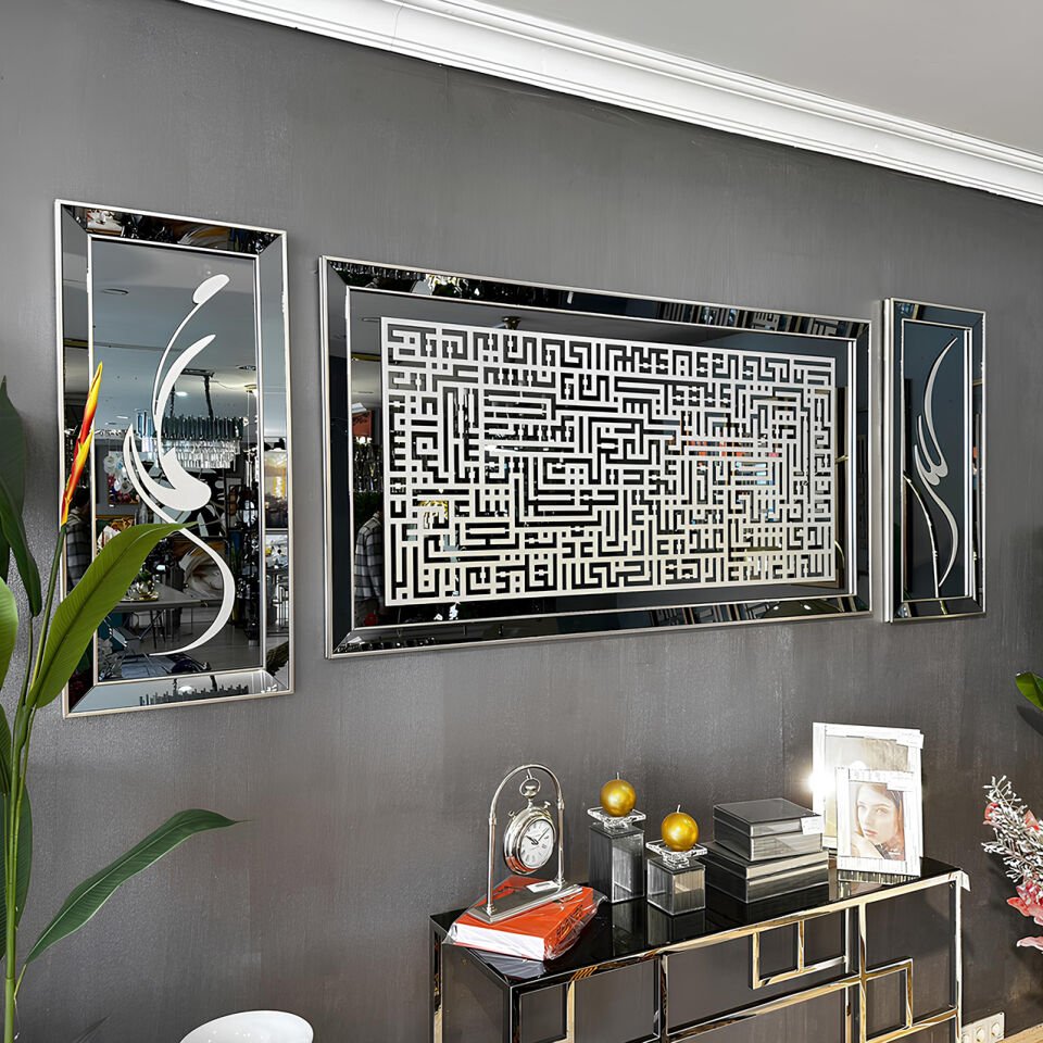 Kufi Ayetel Kursi Takım 40x90-80x155-40x90 - Gümüş
