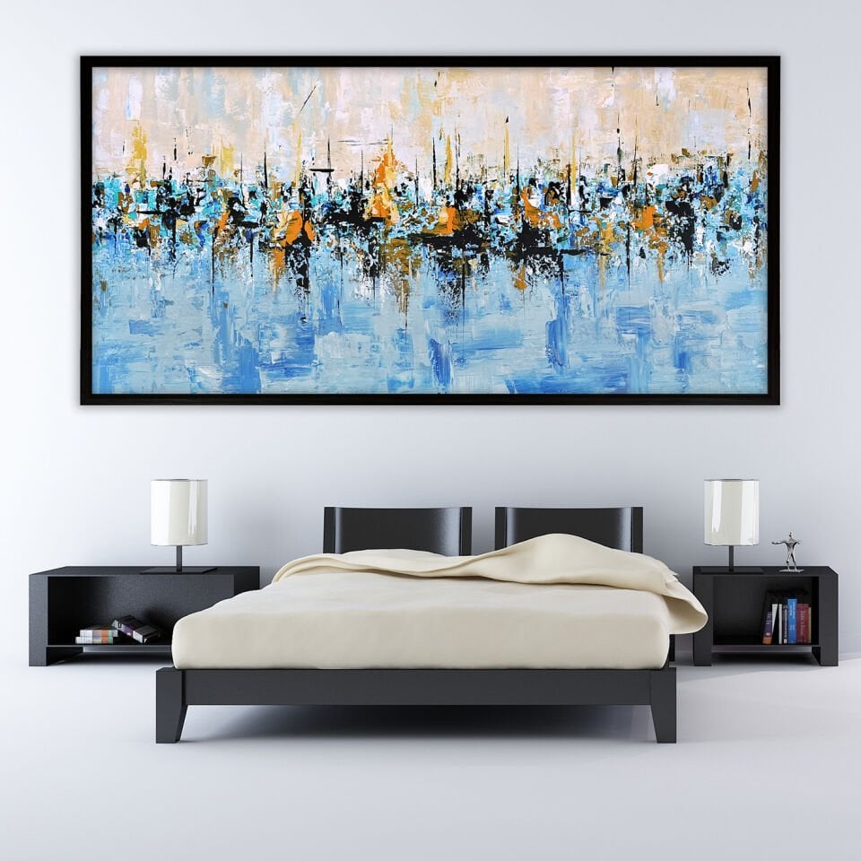 Mavi Dengenin Ritmi Soyut Dokulu Yağlıboya Tablo
