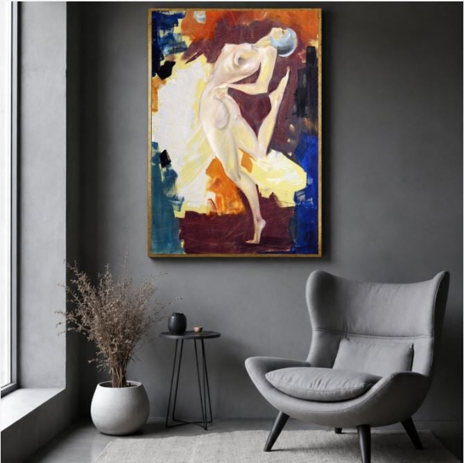 Balerin Yağlı Boya Tablo Soyut Figürlü Dokulu El Yapımı Modern Sanat Eseri