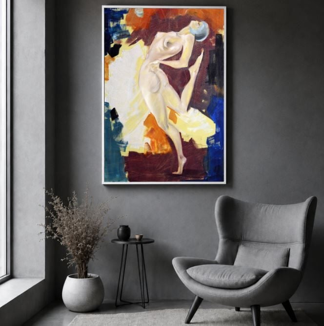 Balerin Yağlı Boya Tablo Soyut Figürlü Dokulu El Yapımı Modern Sanat Eseri