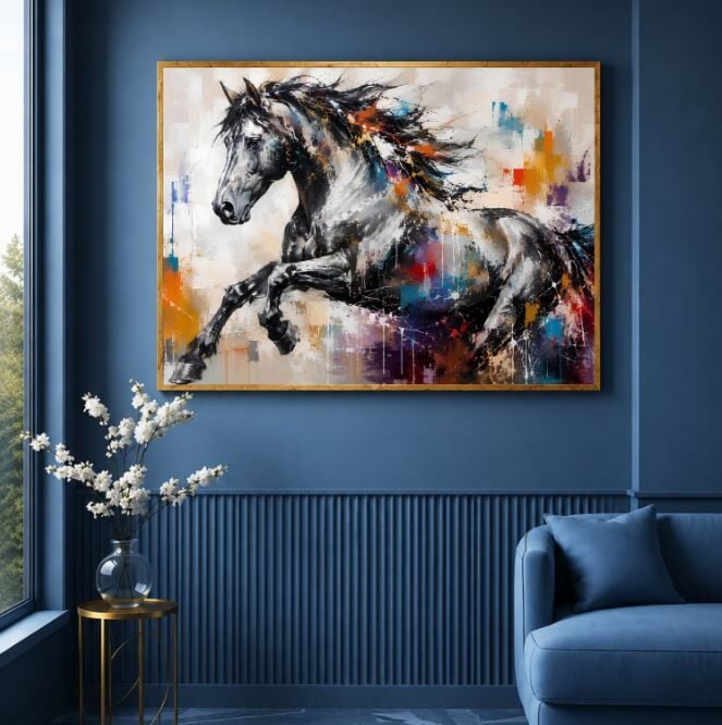 Modern At Figürlü Dokulu Yağlı Boya Tablo – Özgür Ruh