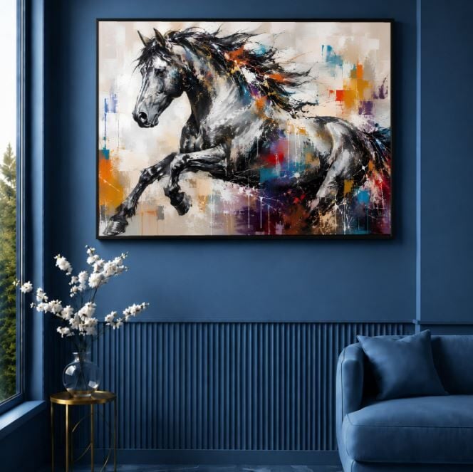 Modern At Figürlü Dokulu Yağlı Boya Tablo – Özgür Ruh