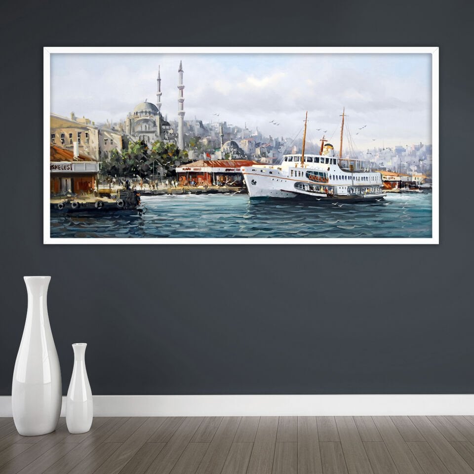 Boğazda Zaman / Manzara Dokulu Yağlıboya Tablo