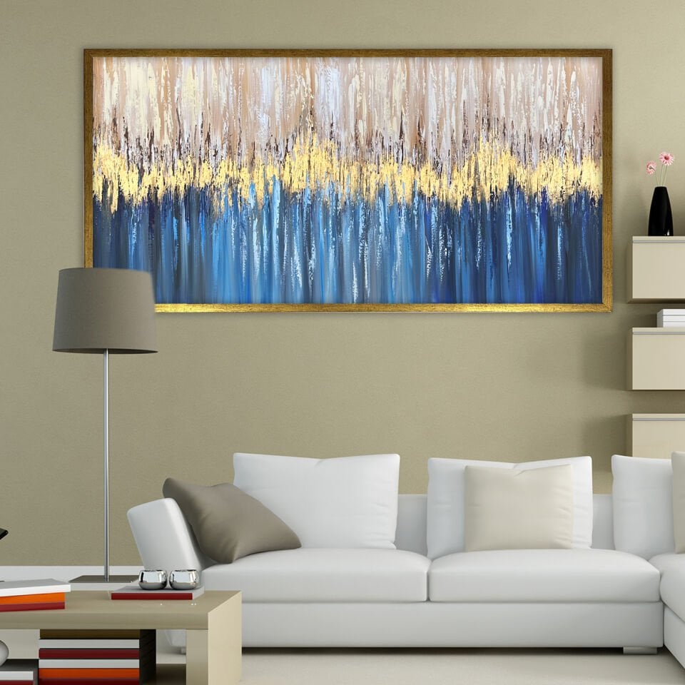 Altın Ufuk Soyut Dokulu Yağlıboya Tablo