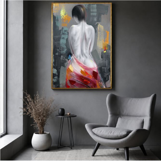 Kadın Figürlü Yağlı Boya Tablo Soyut Dokulu El Yapımı Modern Sanat