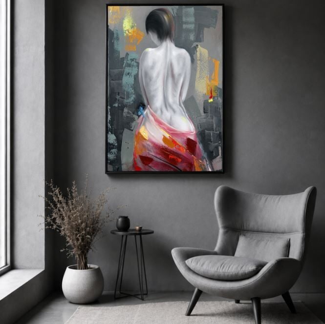 Kadın Figürlü Yağlı Boya Tablo Soyut Dokulu El Yapımı Modern Sanat