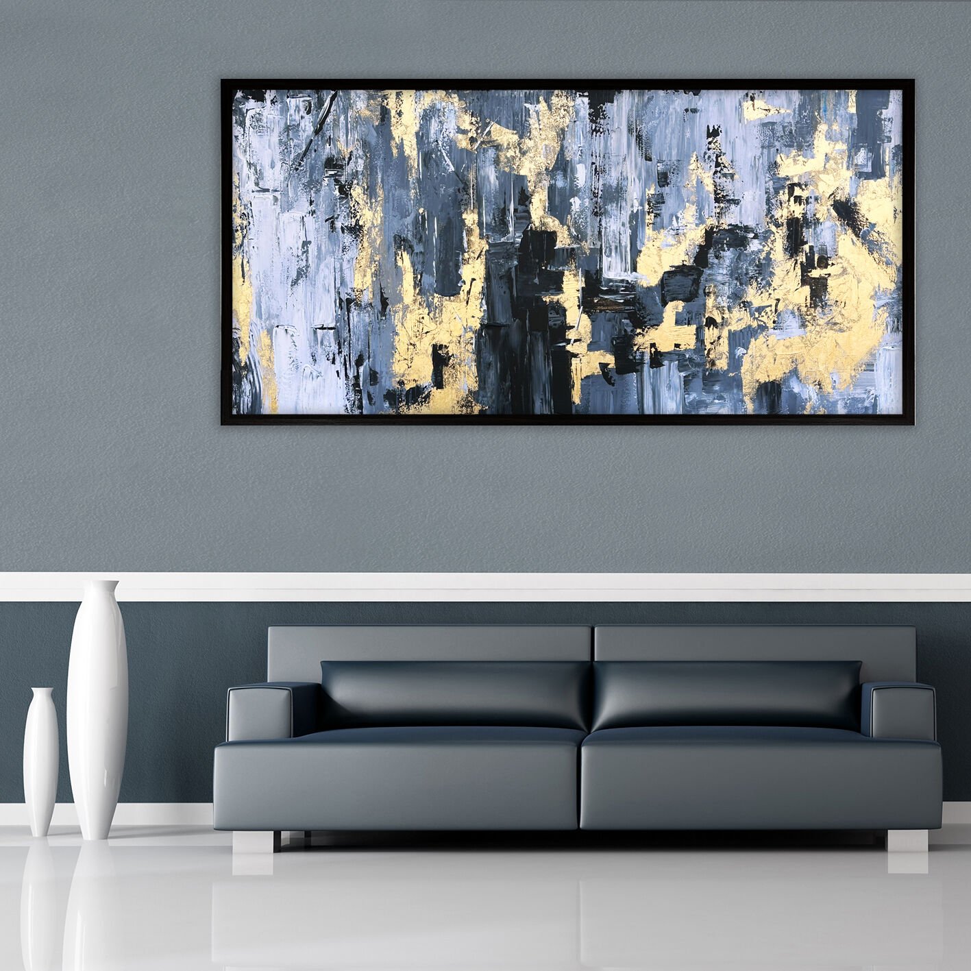 Altın Kırılma Soyut Dokulu Yağlıboya Tablo