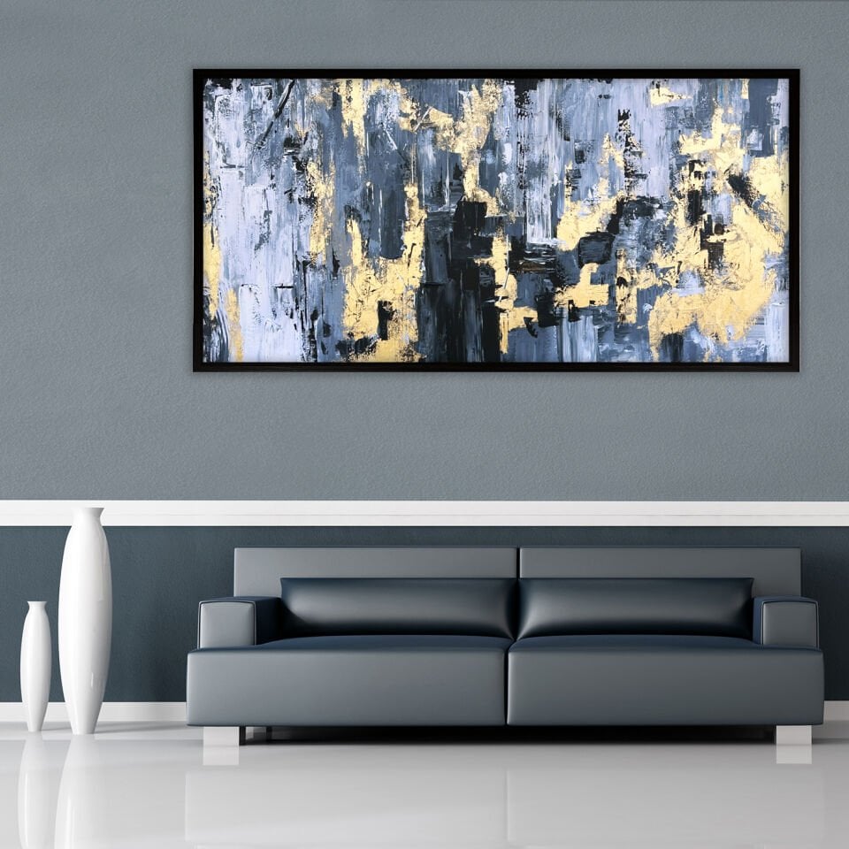 Altın Kırılma Soyut Dokulu Yağlıboya Tablo