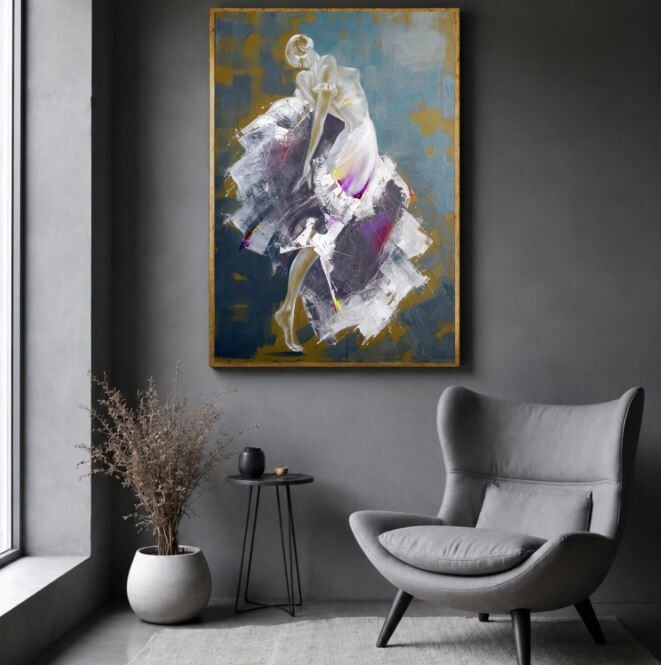 Kadın Figürlü Yağlı Boya Tablo Modern Dokulu El Yapımı Soyut Sanat Eseri