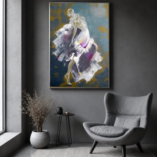 Kadın Figürlü Yağlı Boya Tablo Modern Dokulu El Yapımı Soyut Sanat Eseri