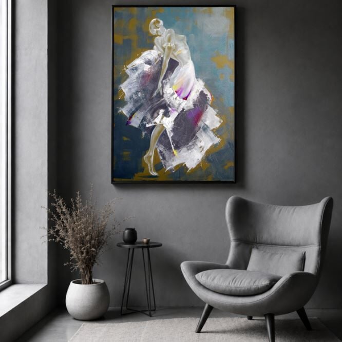 Kadın Figürlü Yağlı Boya Tablo Modern Dokulu El Yapımı Soyut Sanat Eseri