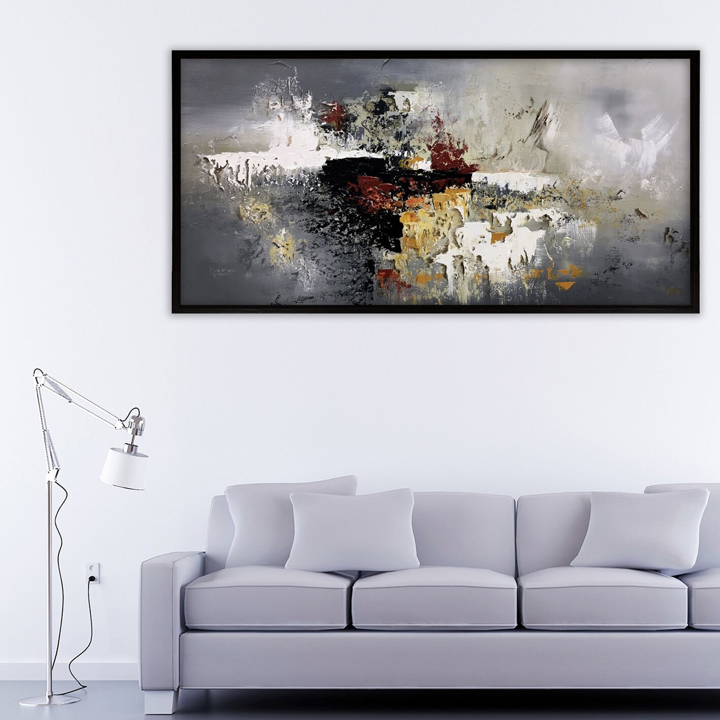 Sessiz Katmanlar Soyut Dokulu Yağlıboya Tablo