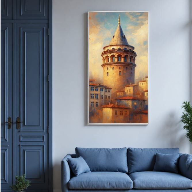 Galata Kulesi Dokulu Yağlı Boya Tablo – İstanbul