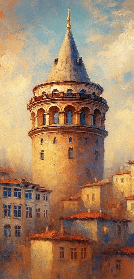 Galata Kulesi Dokulu Yağlı Boya Tablo – İstanbul