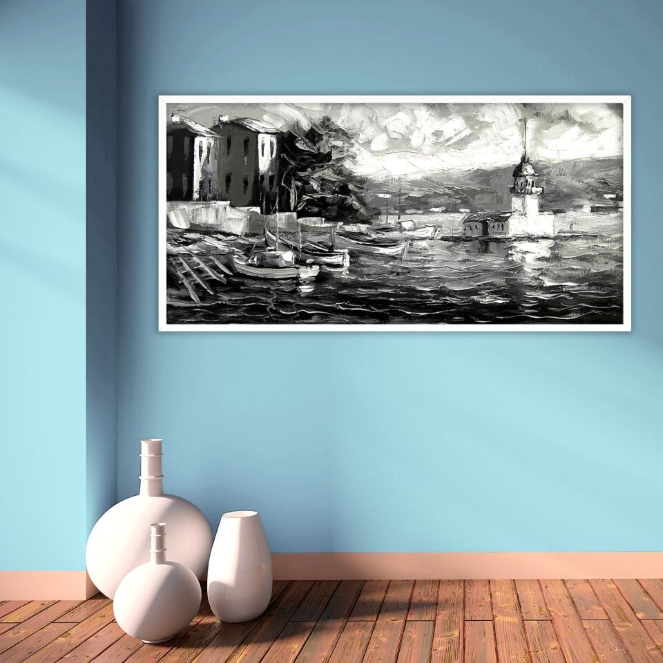 Boğazda Sessizlik Manzara Dokulu Yağlıboya Tablo